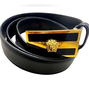 Versace Medusa Buckle Leather Belt